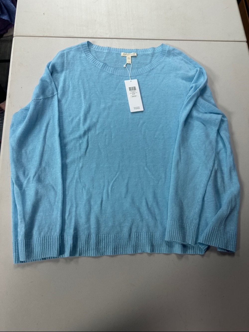 Eileen Fisher Sky Blue Scoop Neck Knit Sweater NWT Women’s Medium